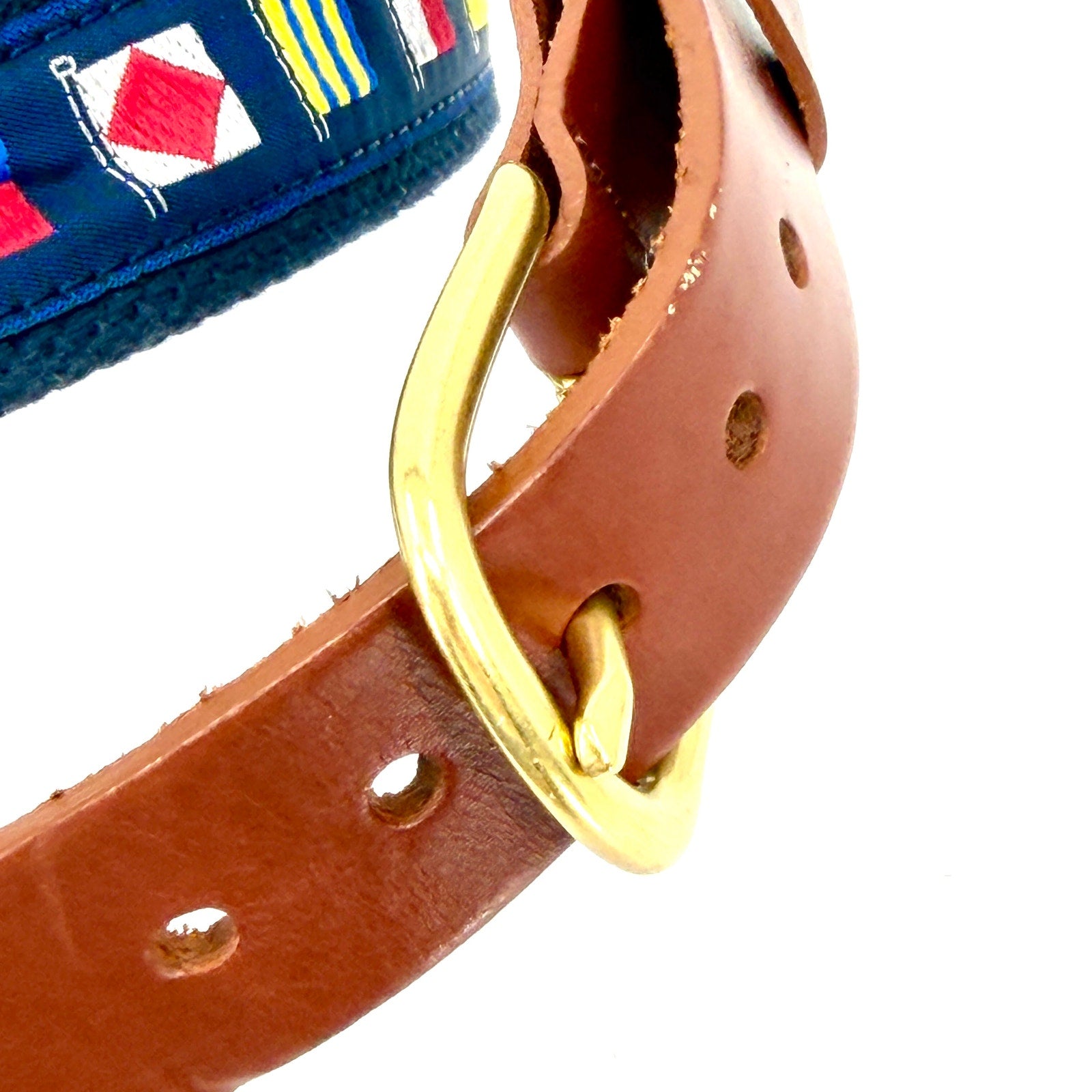 Leather Man Ltd Navy Preppy Nautical Flag Belt