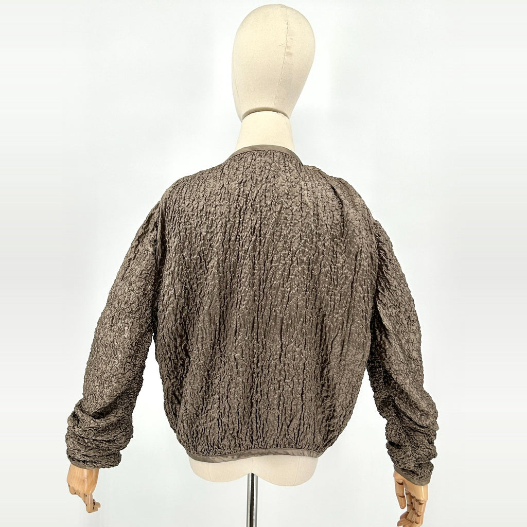 Vintage 90s Double D Ranchwear Taupe Crinkled Smocked Concho Button Jacket