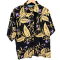 Vintage 90s Key Lime Clothing Co Yellow Black Rayon Tropical Palm Tree Shirt