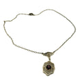 Vintage 20s Art Deco Purple Amethyst Filigree Silver Tone Lavalier Necklace
