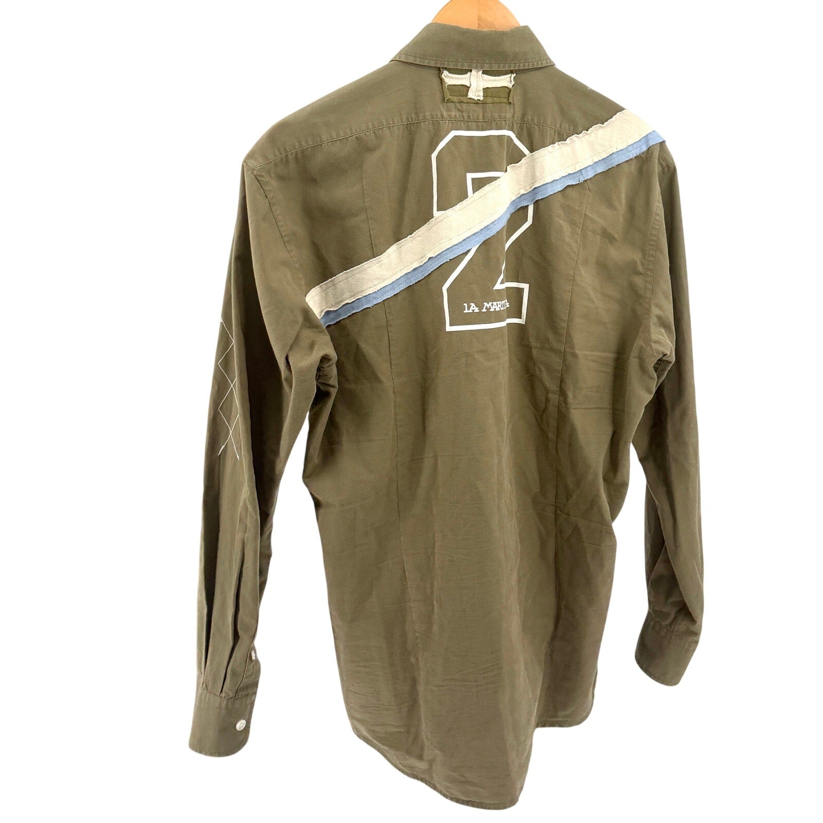 La Martina Saddlery Olive Green Embroidered Utility Polo Button Down Shirt