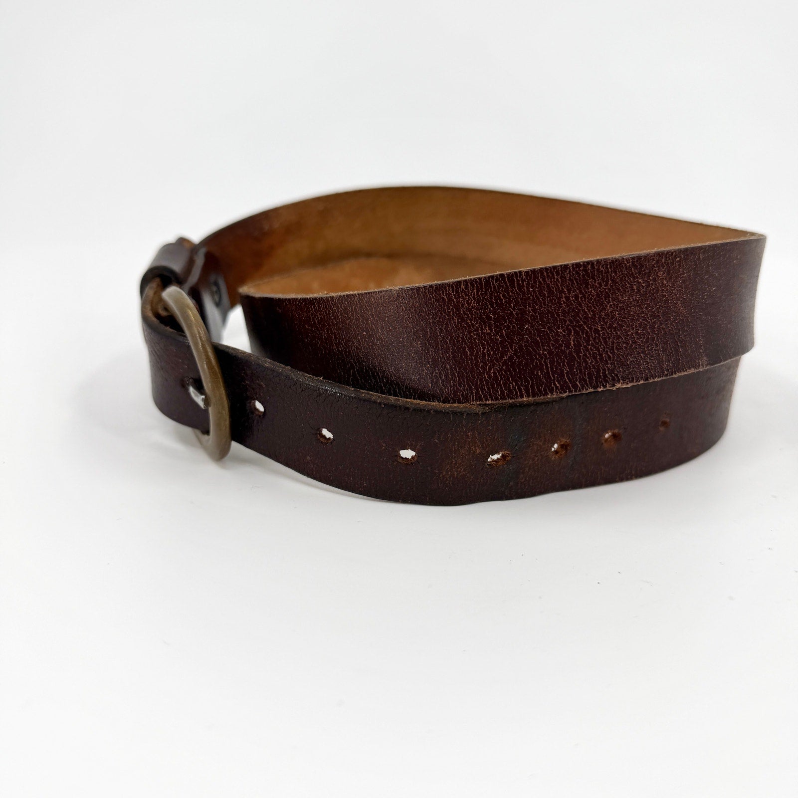 Vintage 90s Rovden Genuine Leather 12 Gauge Shotgun Shell Brass Buckle Belt