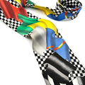 Vintage 90s A. Rogers Checkered Flag Car Race Necktie