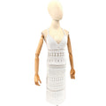 Vintage Y2K Newport News White Ramie Cotton Crochet Bralette Skirt Two Piece Set