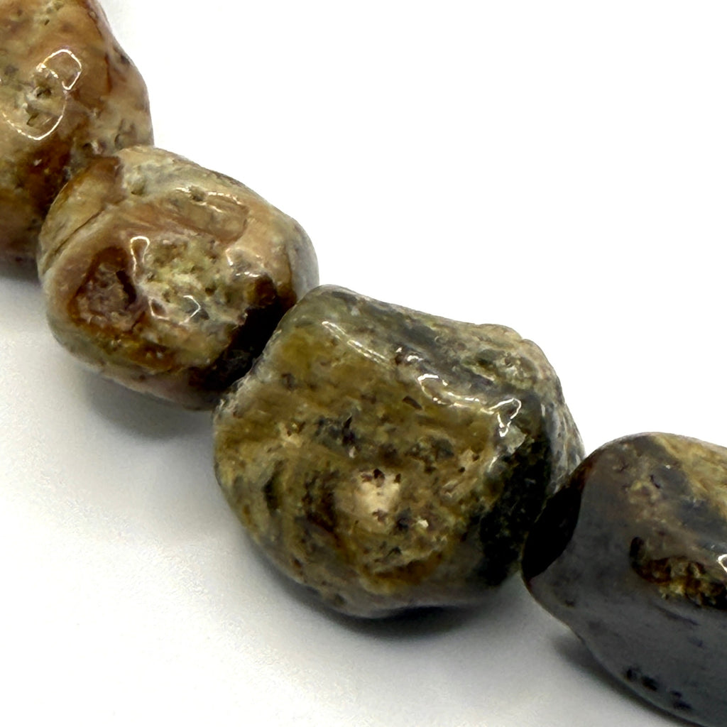 Vintage 90s Olive Brown Andradite Garnet Nugget Sterling Toggle Necklace