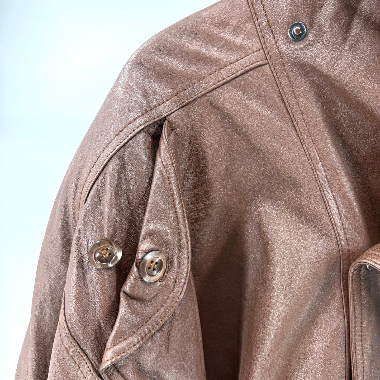 Vintage 80s Fiona Scanskin Brown Genuine Leather Bomber Jacket