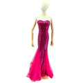 Vintage Y2k Custom Pink Sequin Mermaid Strapless Structured Gown