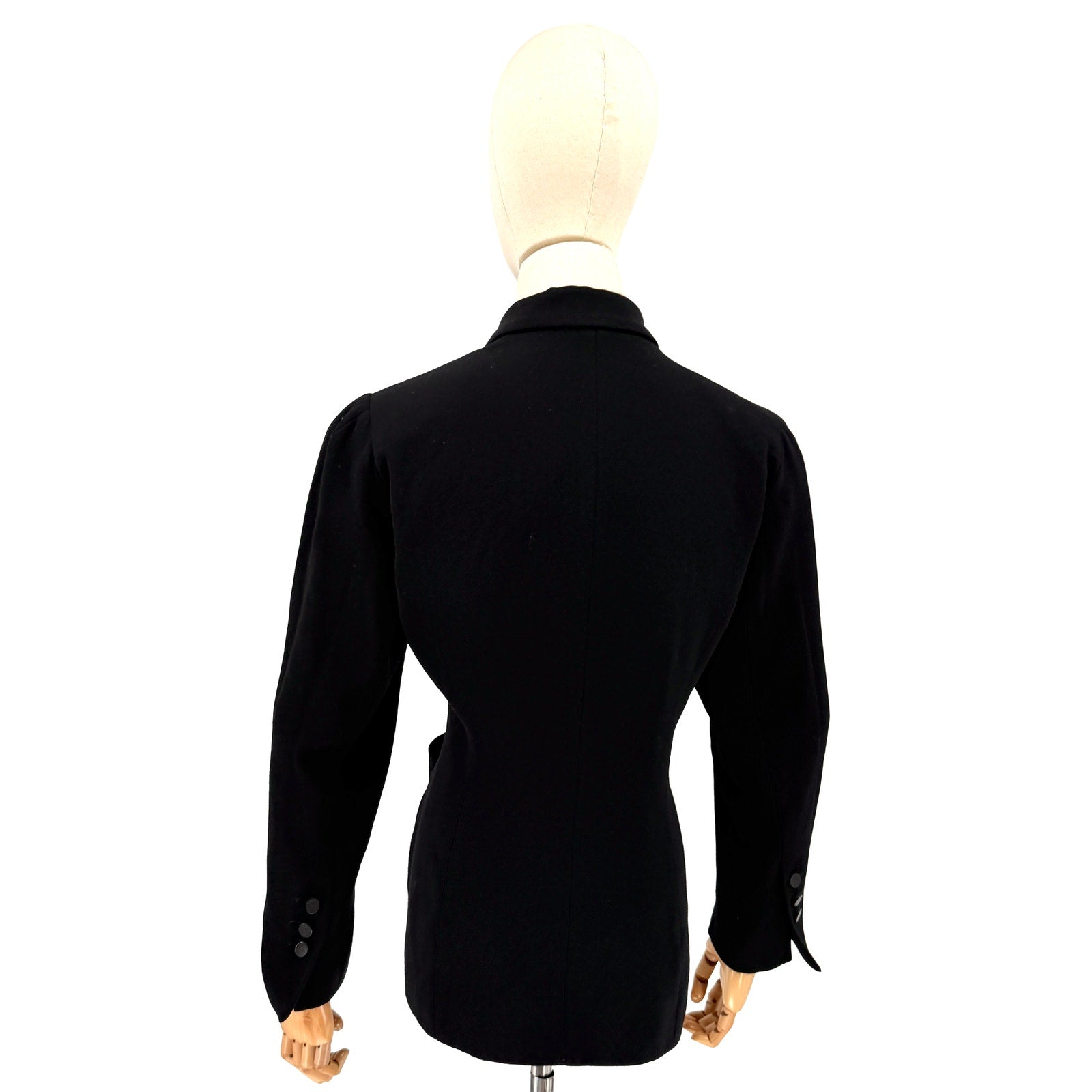 Vintage 80s Lolita Lempicka Black 100% Wool Sharp Tailoring Puff Sleeve Blazer