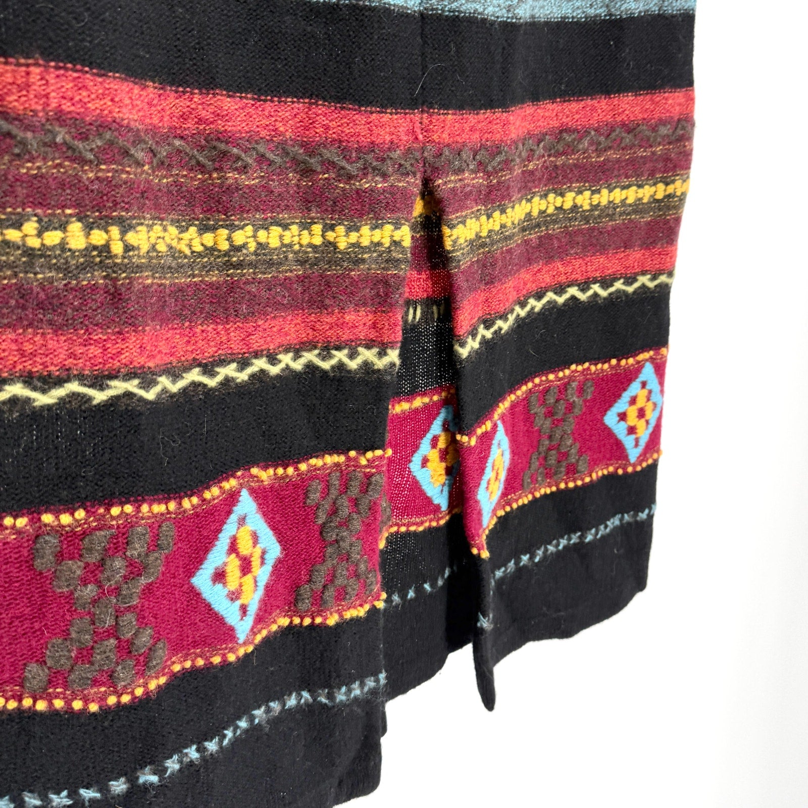 Vintage Y2K Double D Ranch Black 100% Lamb Wool Southwestern Knit Maxi Skirt