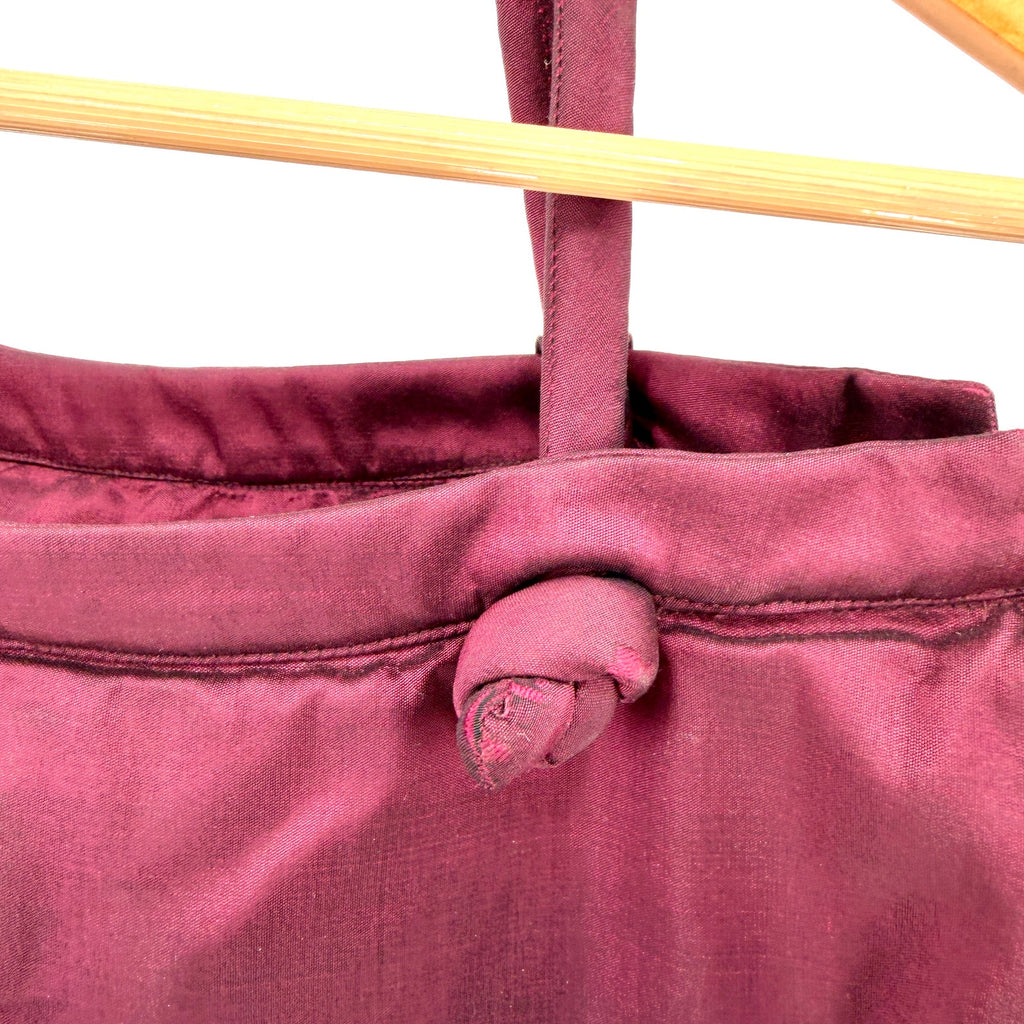 Vintage Y2K Iridescent Purple Padded Silk Asian Style Tote Handbag