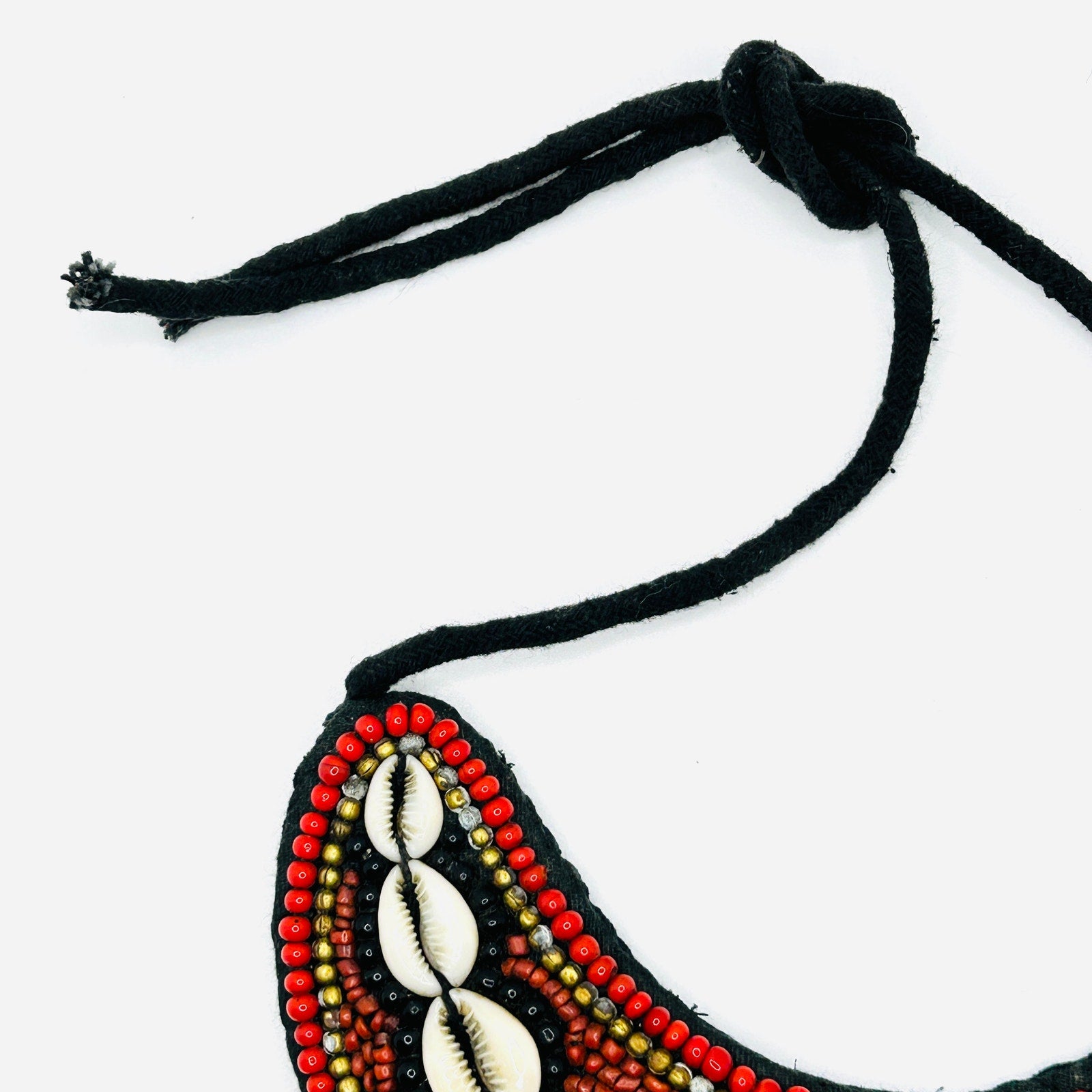 Vintage Tribal Ethnic African Moroccan Faux Coral Bead Bib Necklace