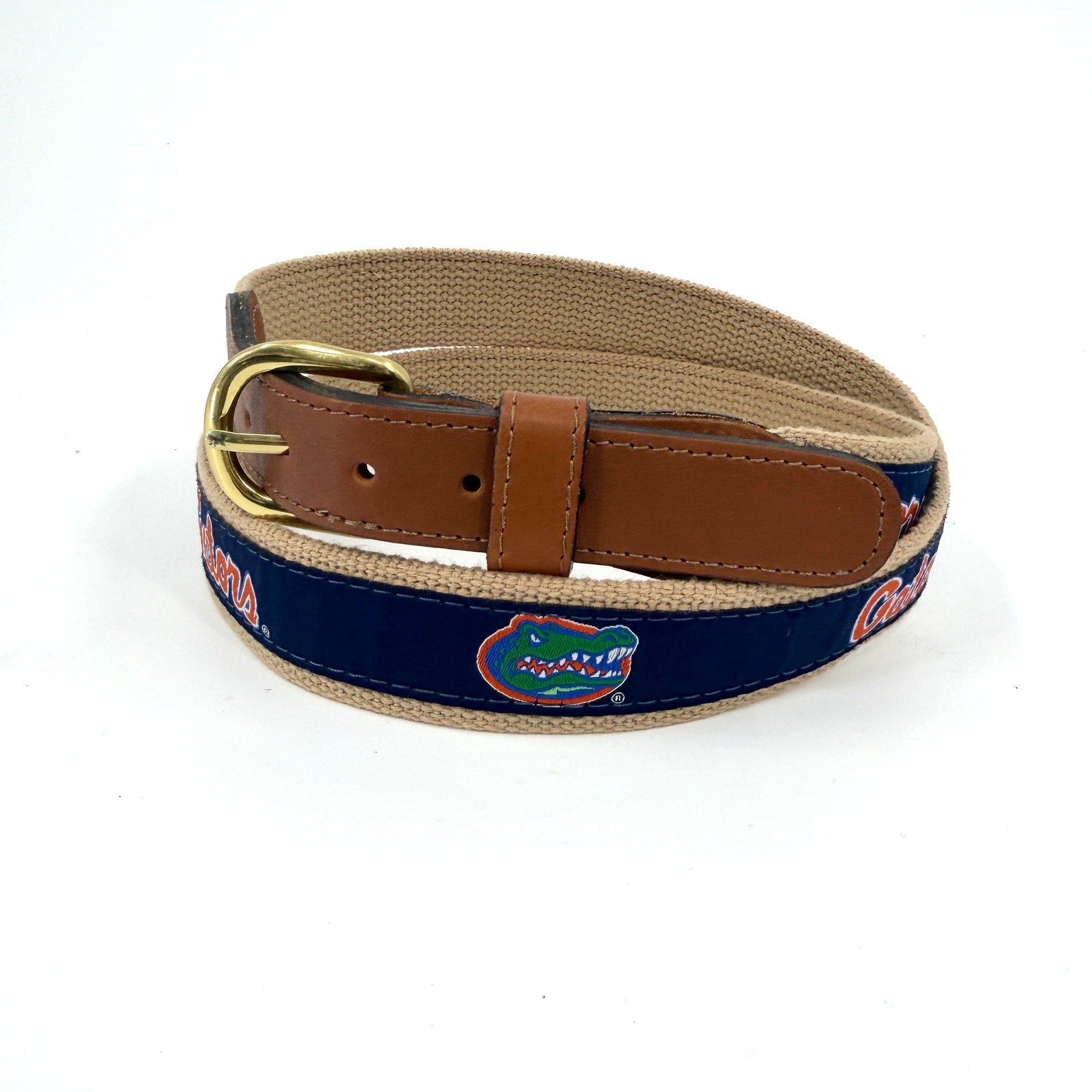 Vintage Y2K Zap-Pro Navy Florida Gators Genuine Leather Ribbon Belt