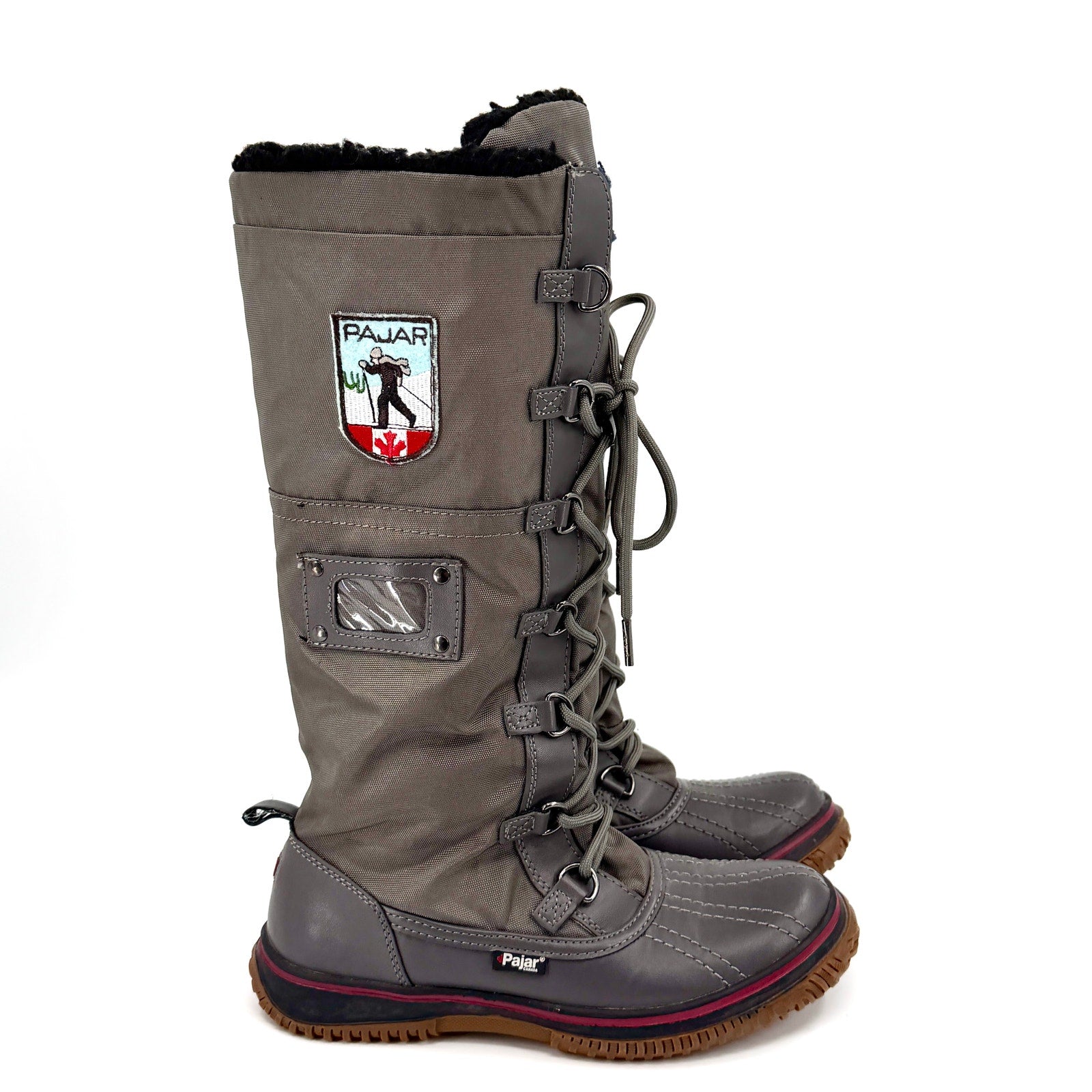 Pajar Canada Green Gray Waterproof Lace-Up Tall Duck Snow Boots