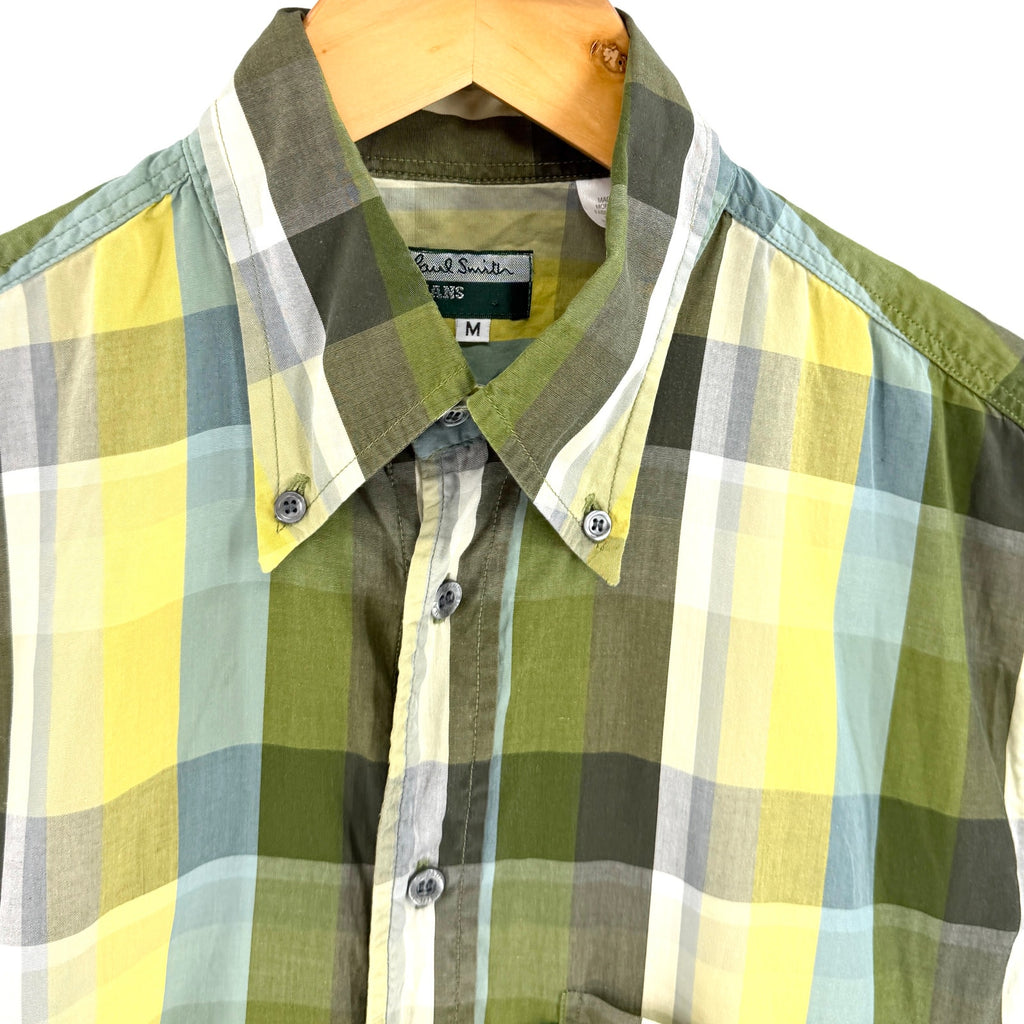 Paul Smith Green Yellow Plaid 100% Cotton Button Down Shirt