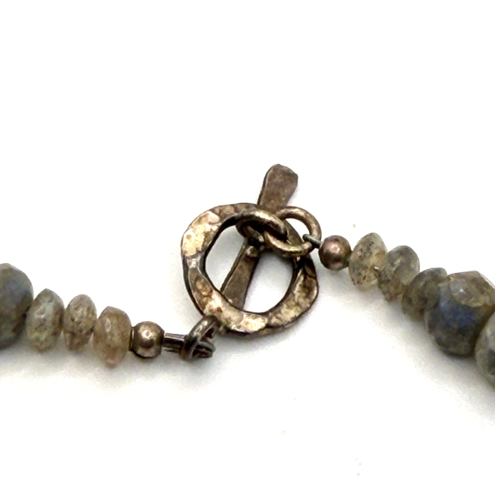 Blue Flash Labradorite Yellow Fluorite Beaded Toggle Necklace