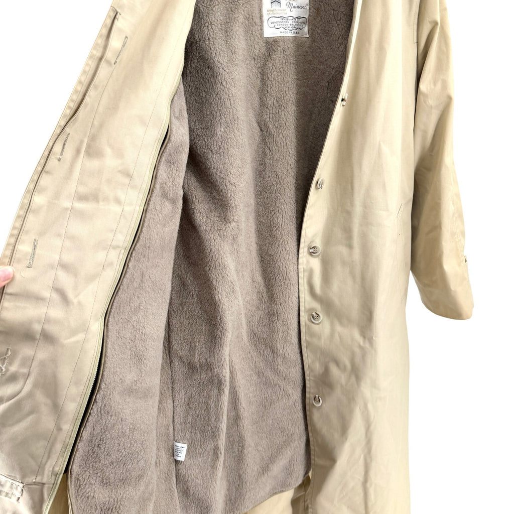 Vintage 80s London Fog Tan Classic Minimalist Fly Front Trench Coat Jacket