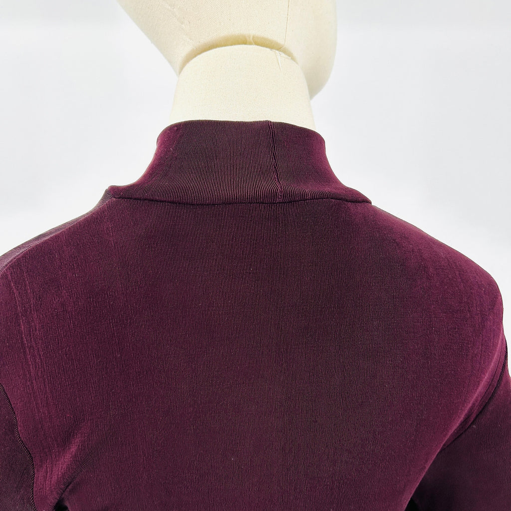 Vintage 90s Double D Ranch Burgundy Western Asymmetrical Mock Neck Maxi Dress