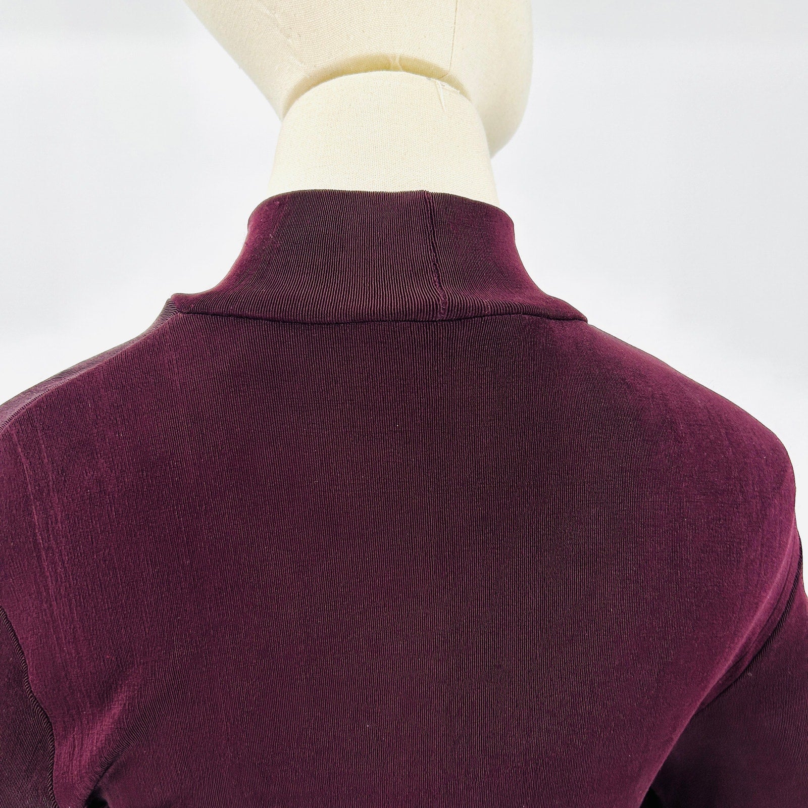 Vintage 90s Double D Ranch Burgundy Western Asymmetrical Mock Neck Maxi Dress