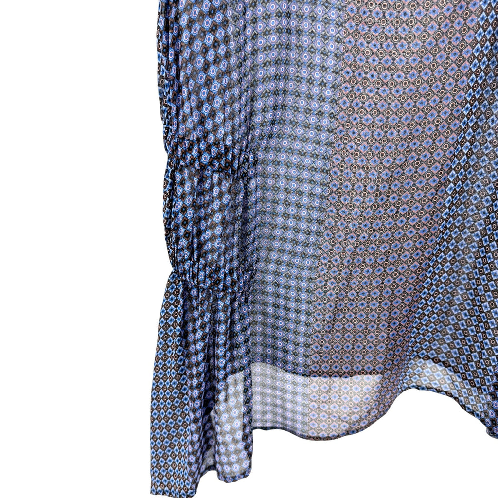 Opening Ceremony Sheer Blue Purple 100% Silk Patchwork Blouse Top