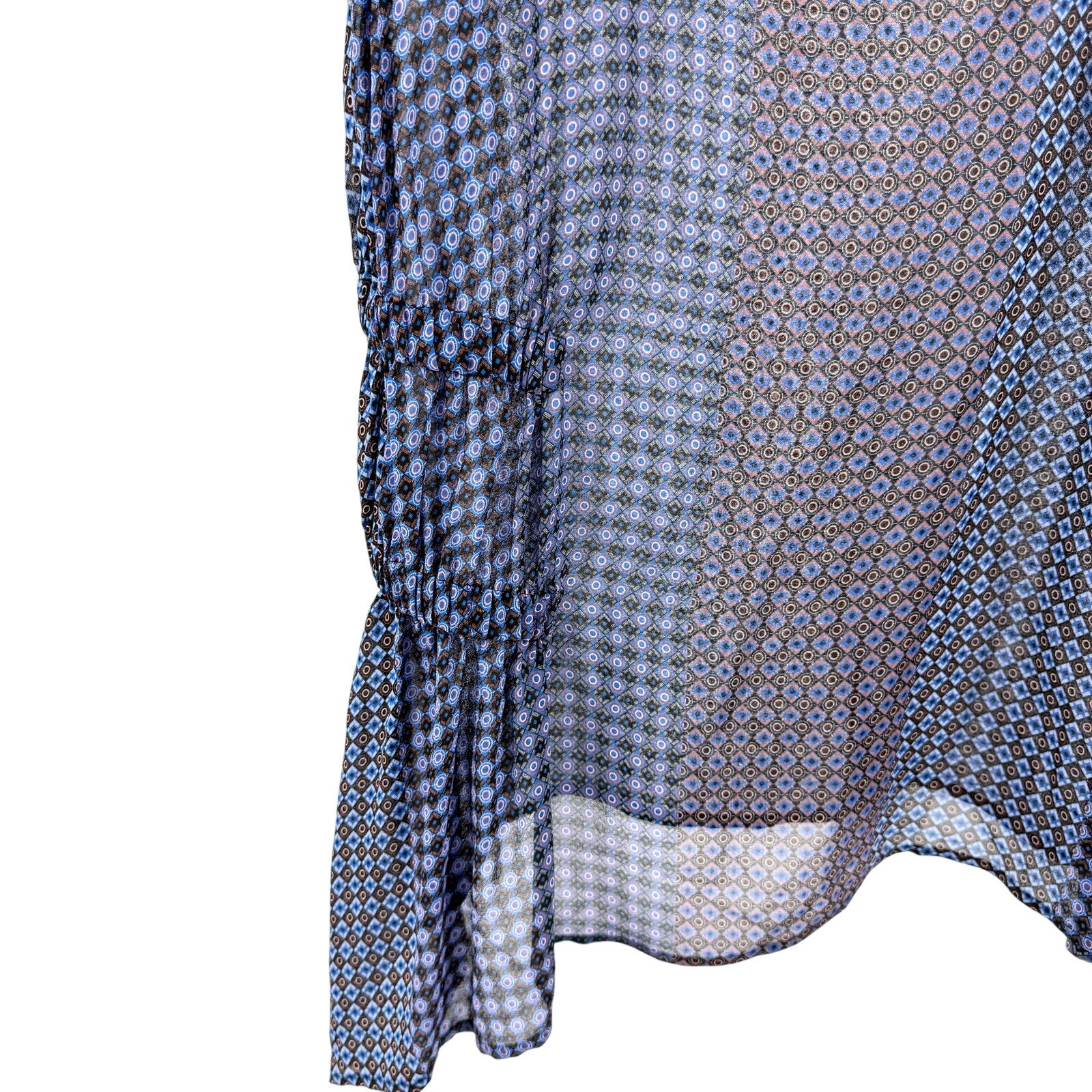 Opening Ceremony Sheer Blue Purple 100% Silk Patchwork Blouse Top