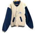 Vintage 90s Tan Blue Denim Twill Reversible Varsity Jacket