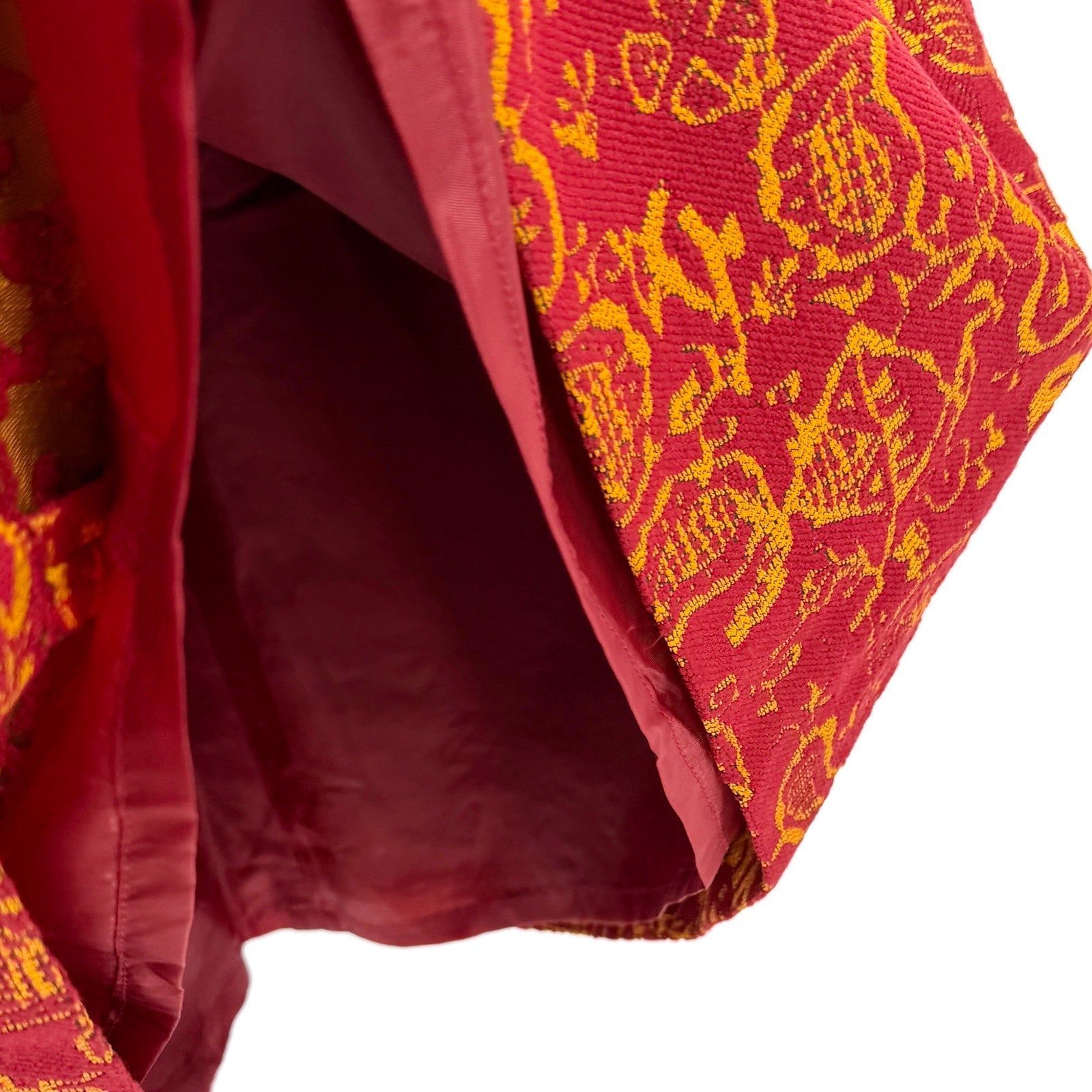 Bimba & Lola Brick Red Yellow Textured Tapestry A Line Skirt