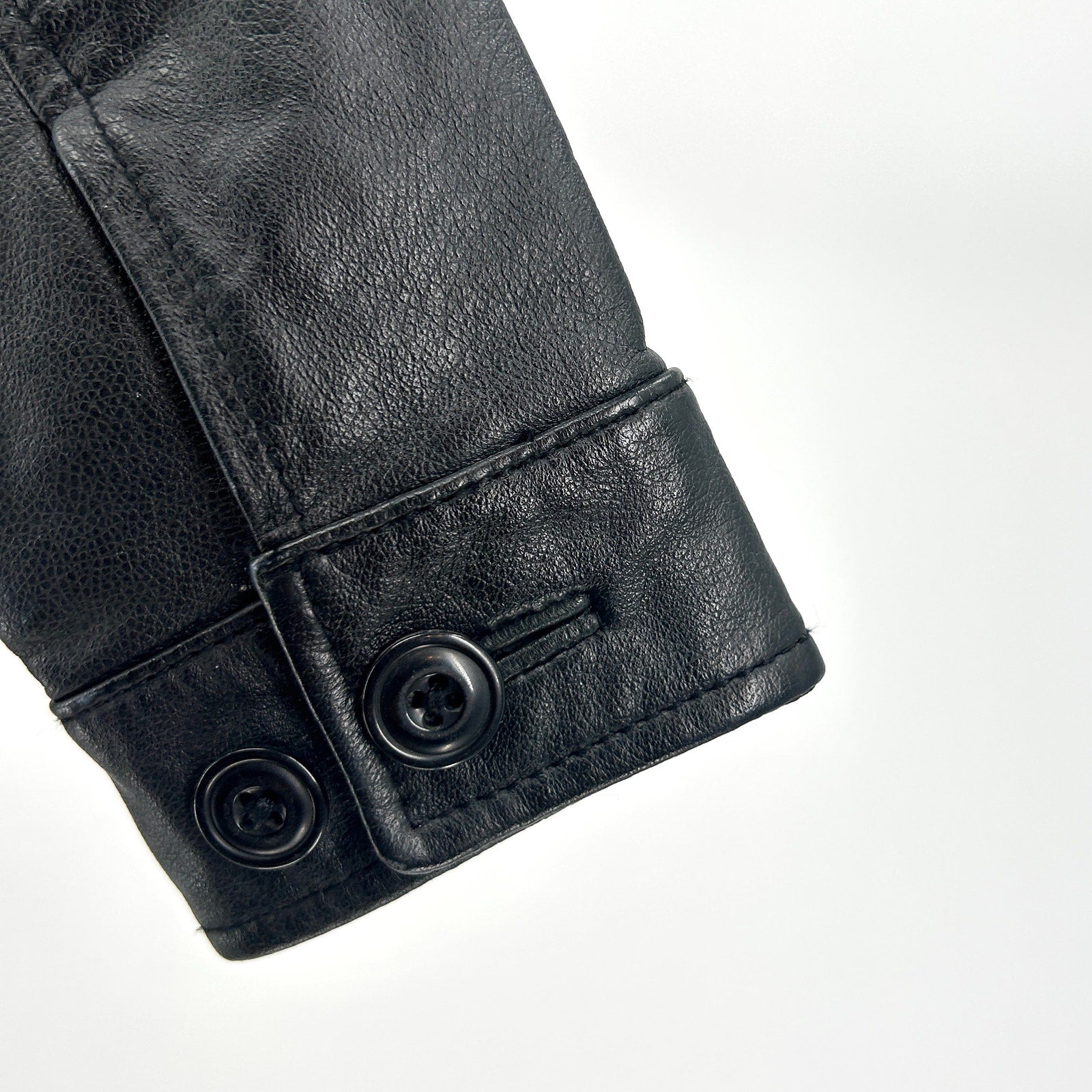 Vintage Y2K GAP Black Genuine Leather Minimalist Kids Moto Jacket