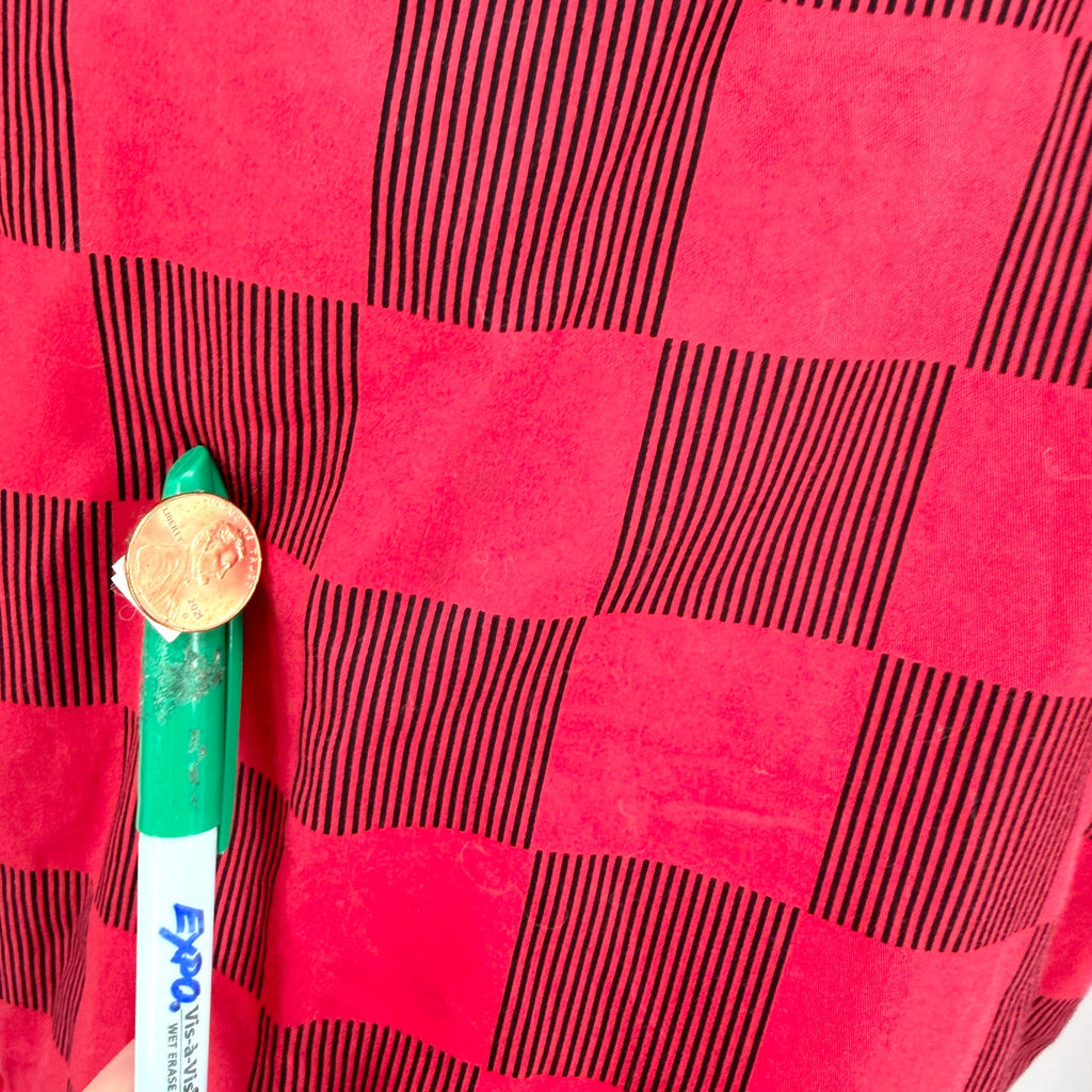 Vintage 80s Albert Nipon Red 100% Cotton Checkerboard Shirt Dress