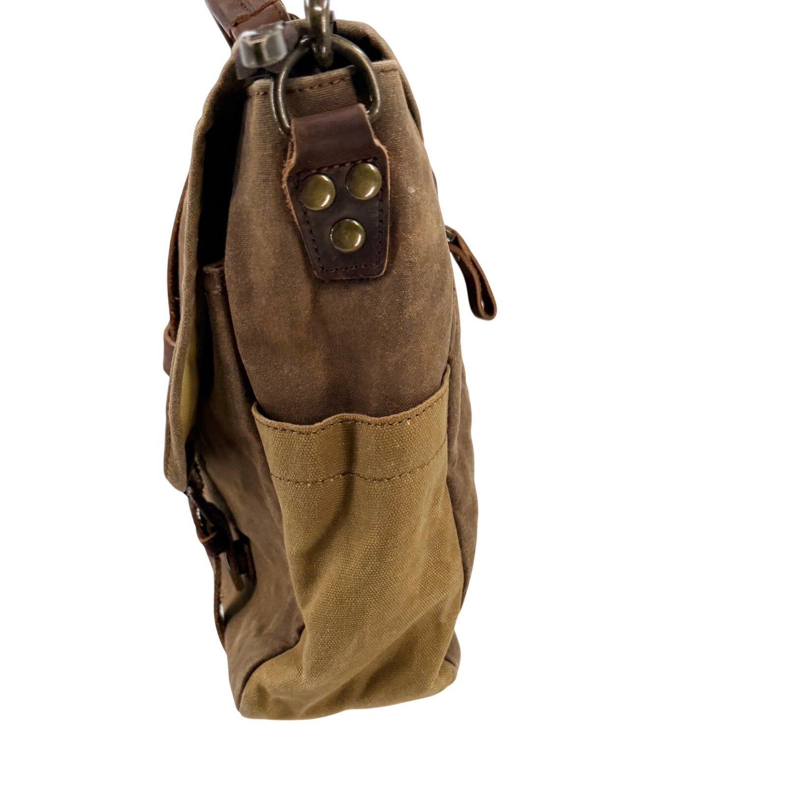 Newhey Brown Distressed Canvas Genuine Leather Straps Messenger Bag