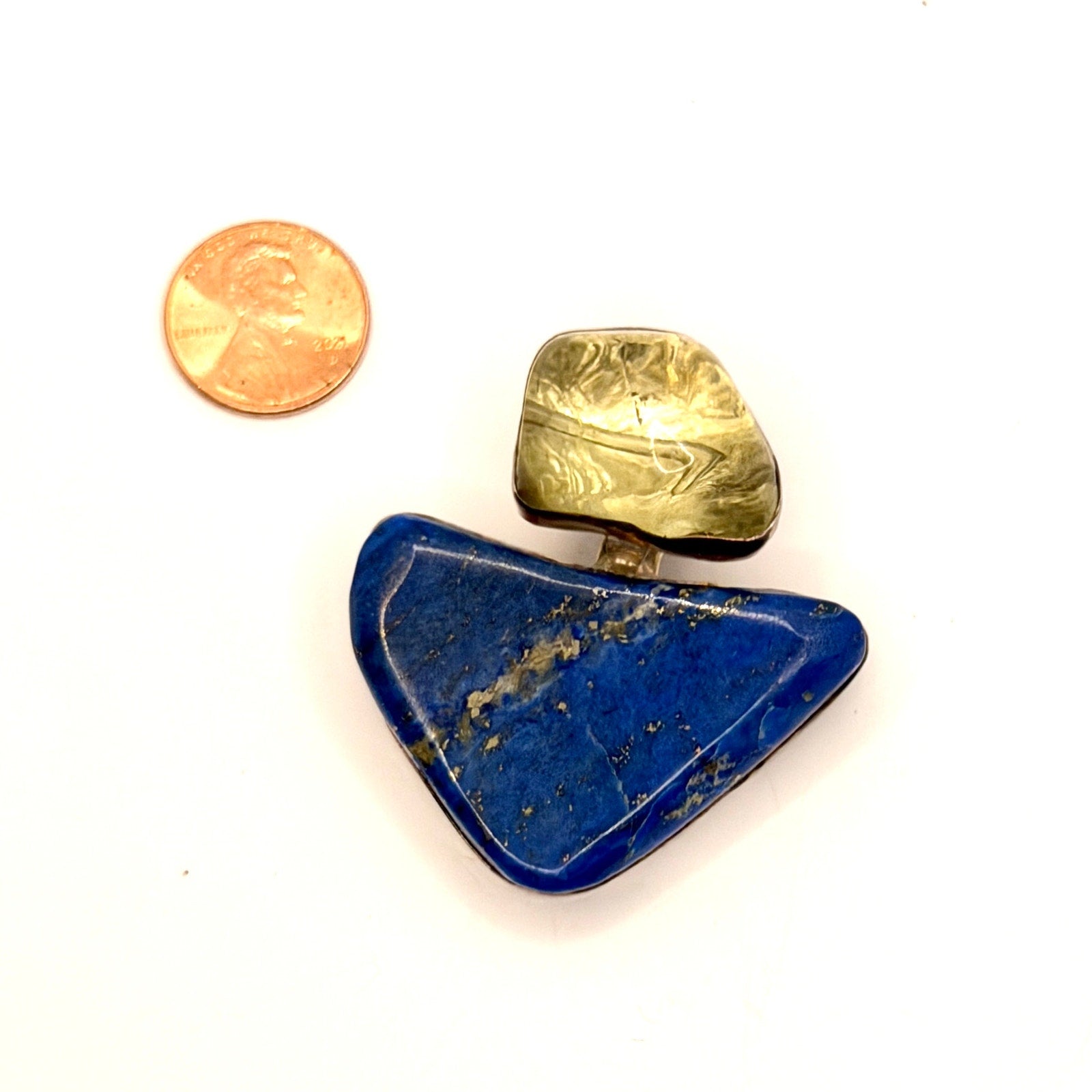 Vintage 90s Stamped Gale Self Choctaw Sterling Silver Lapis Citrine Pendant