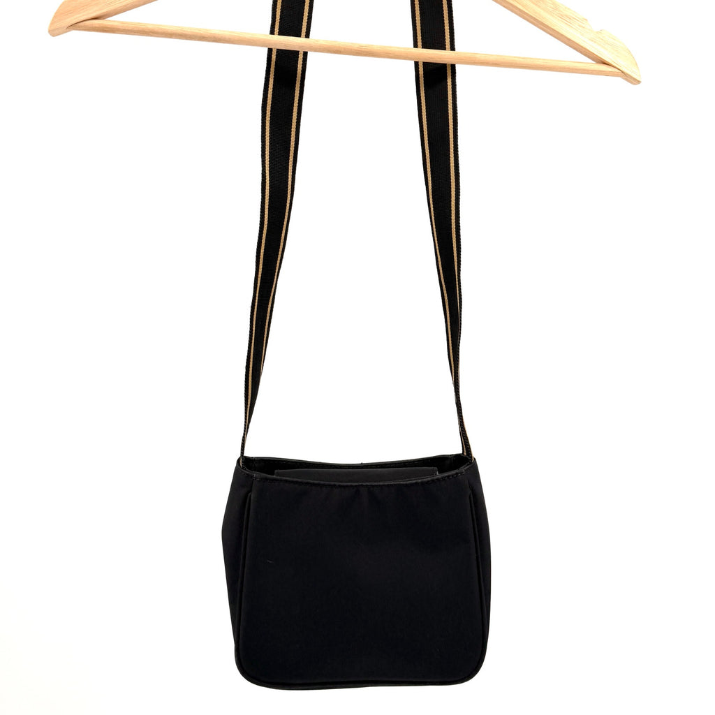 Lauren Ralph Lauren Black Nylon Striped Strap Mini Shoulder Bag
