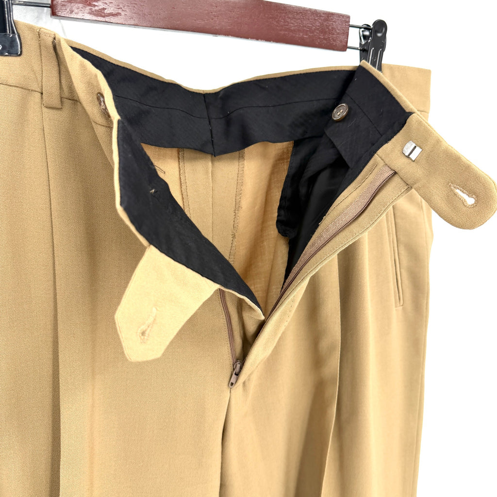 Vintage 90s Donna Karan Signature Tan Pleated JFK Jr Style 3 Button Suit