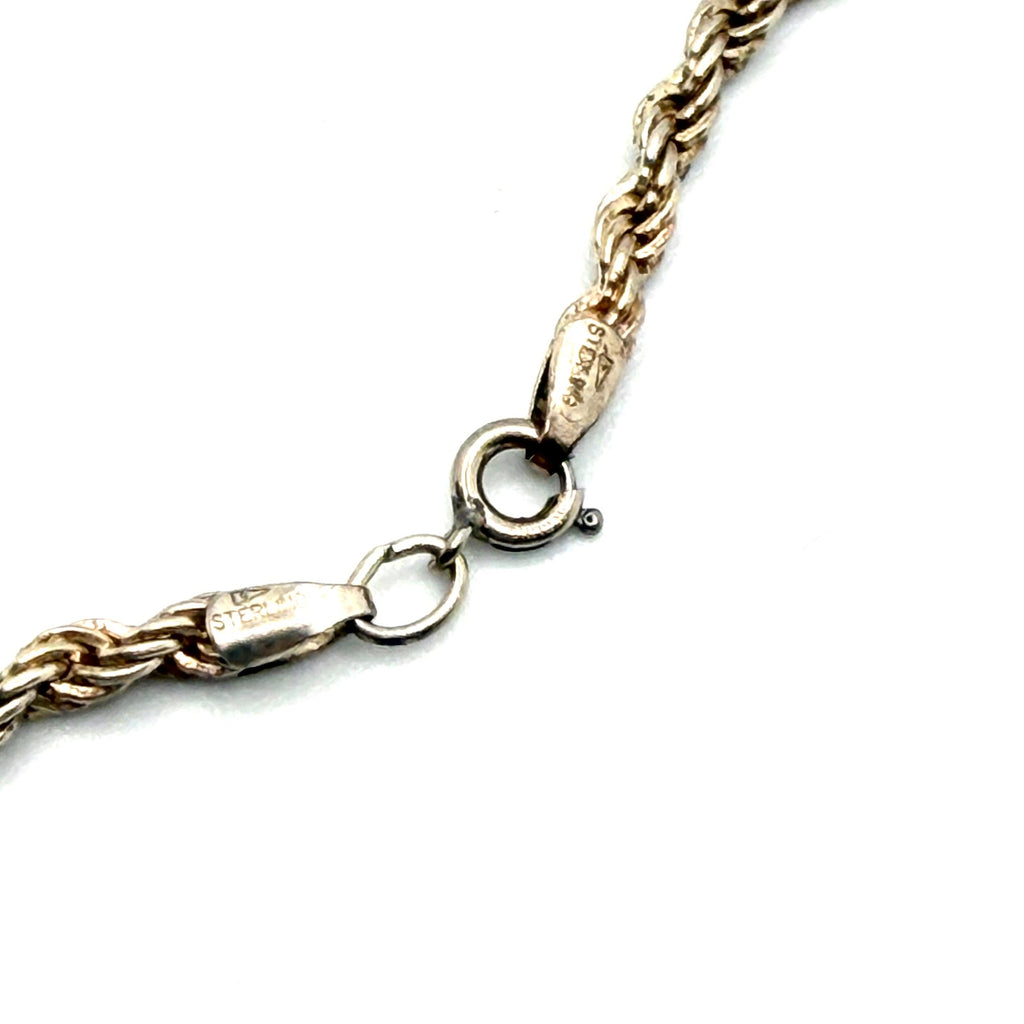 Vintage 90s Stamped Sterling Silver Rope Chain Minimalist Necklace