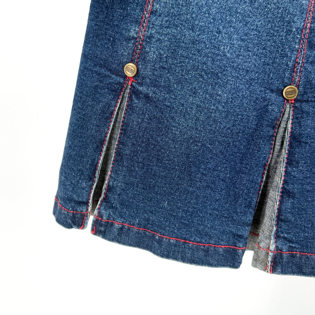 Vintage Y2K Romance Jeans Blue Pleated Slit Denim Mini Skirt