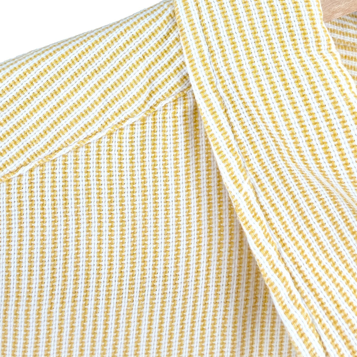 Façonnable Yellow Striped 100% Cotton Seersucker Short Sleeve Shirt
