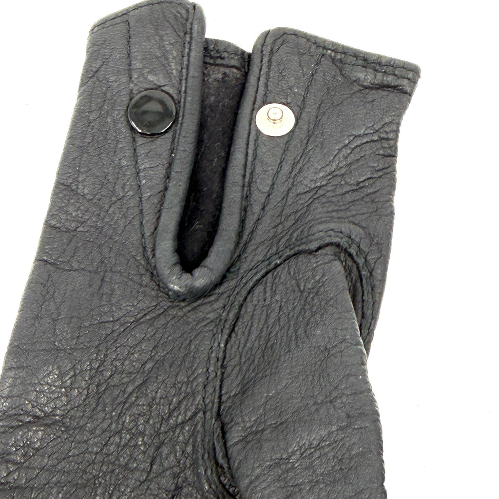 Vintage 90s Black Genuine Leather Minimalist Snap Closure Driving Gloves