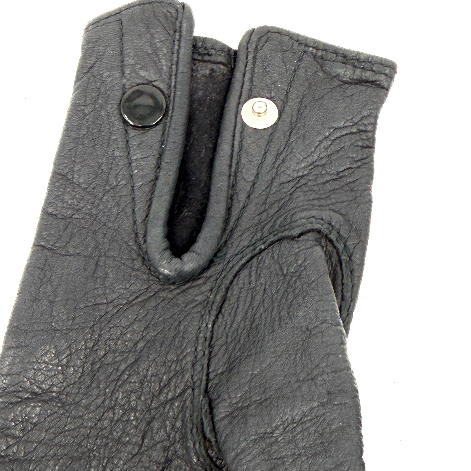 Vintage 90s Black Genuine Leather Minimalist Snap Closure Driving Gloves