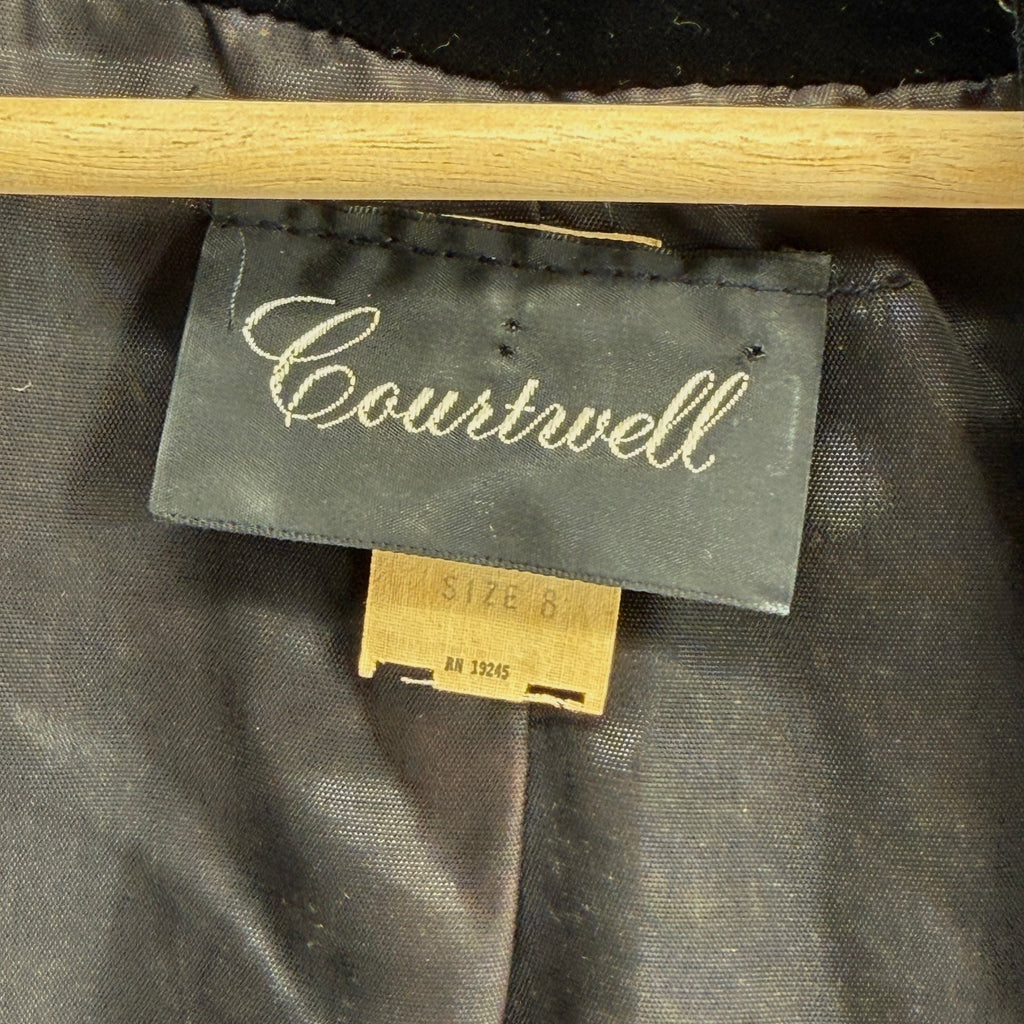 Vintage 80s Courtwell Black Soutache Embroidered Velvet Bolero Cropped Jacket