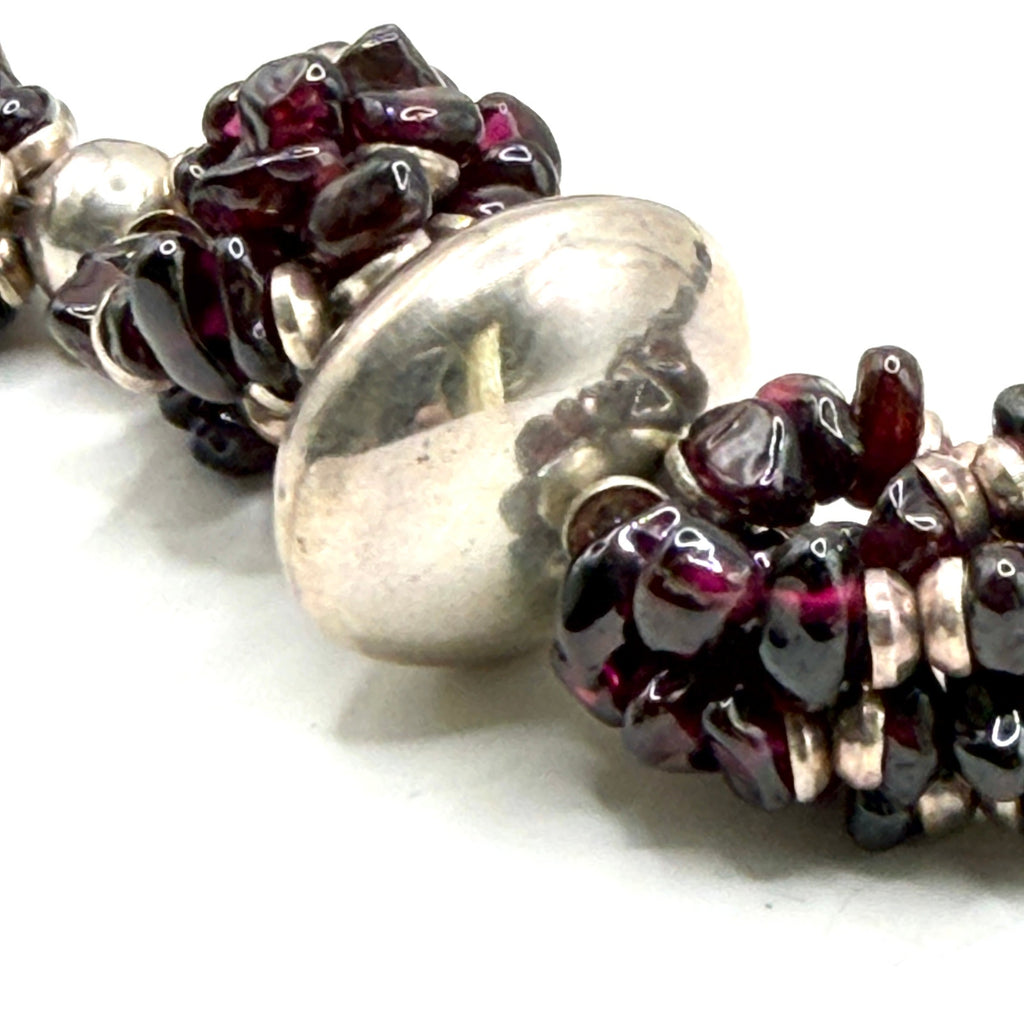 Vintage 90s Red Garnet Chunk Sterling Silver Statement Toggle Necklace