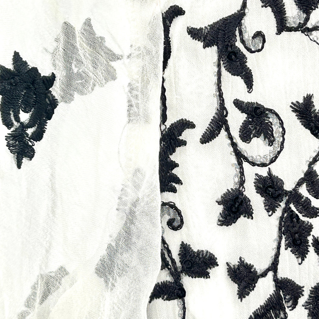 Vintage Y2K Chiffon Studio Black White Embroidered Silk Indian Kurta