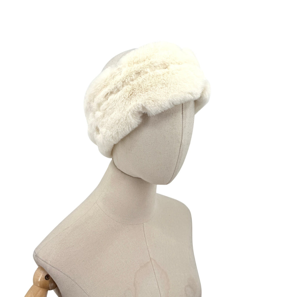 White Ski Chalet Embroidered Textured Headband Ear Warmer