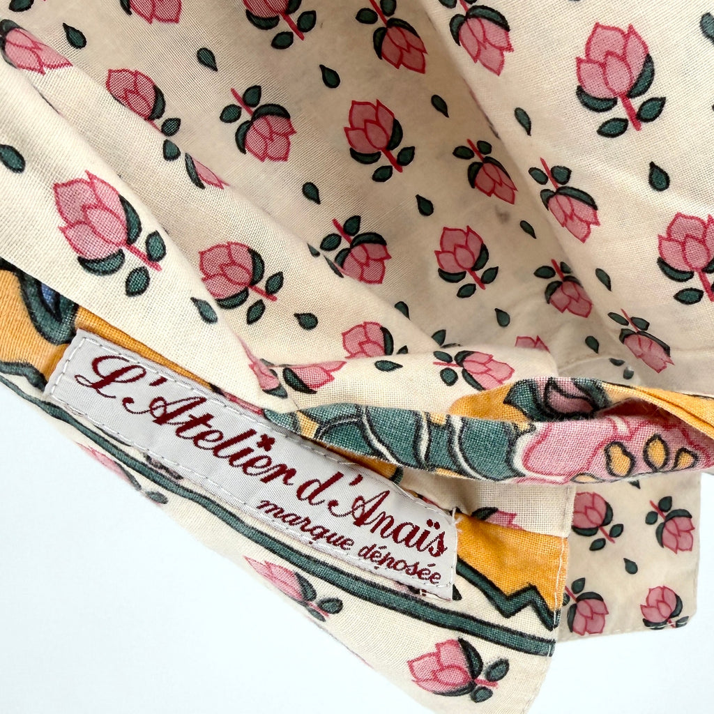 Vintage 90s L'Atelier d'Anaïs Yellow Cream 100% Cotton Floral Vest