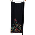 Vintage Y2K Double D Ranch Black Linen Blend Embroidered Floral Knit Maxi Skirt