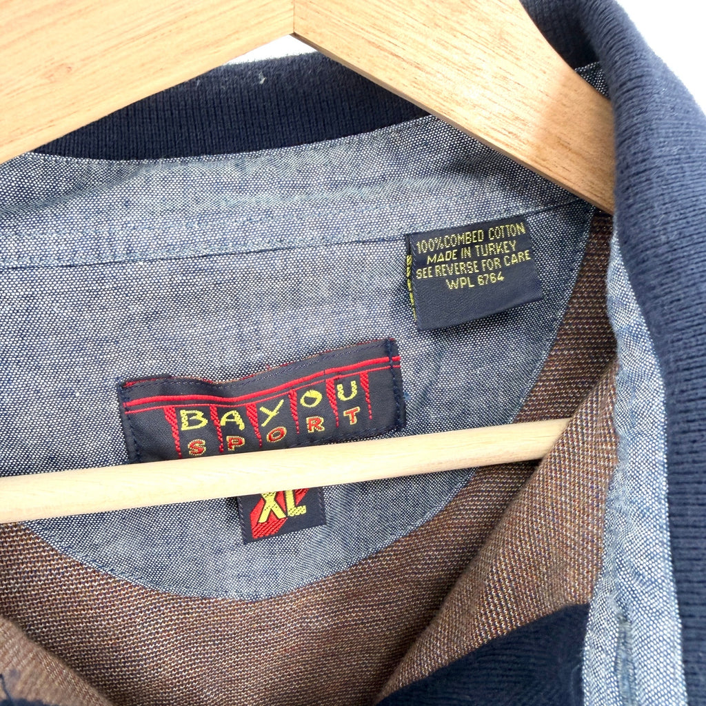 Vintage 90s Bayou Sport Aztec 100% Cotton Long Sleeve Polo
