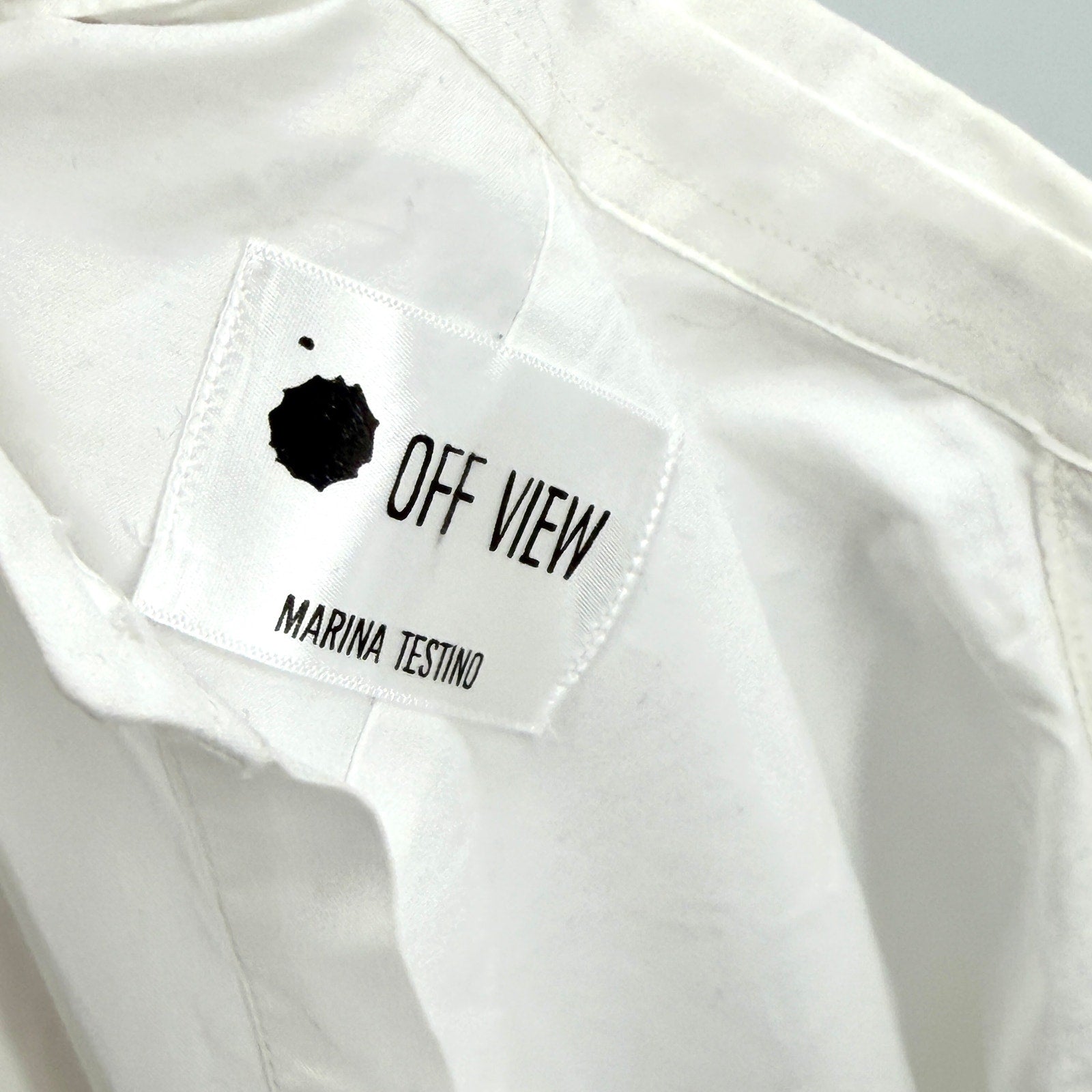 RARE Point Off View Marina Testino White 100% Cotton Mini Shirt Dress