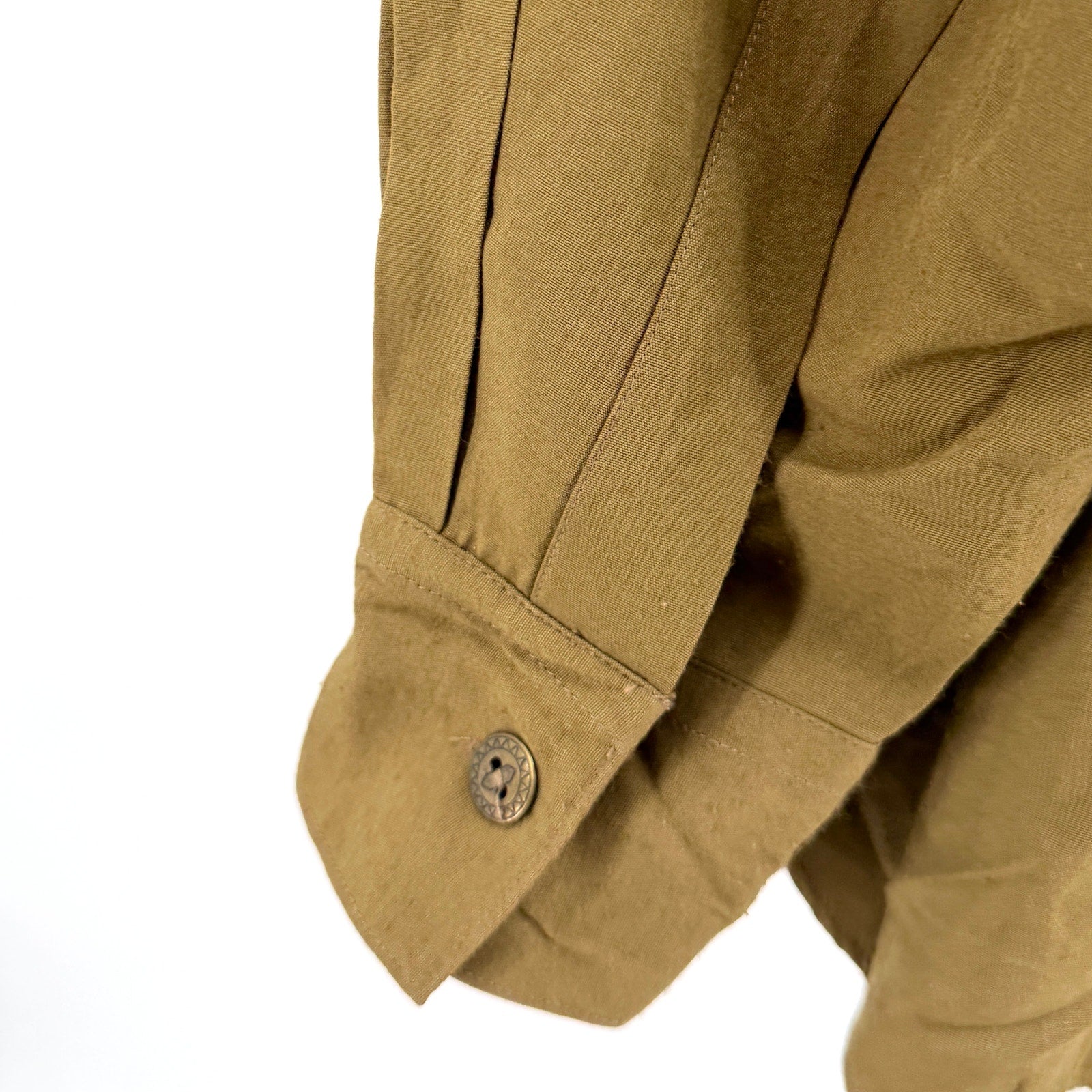 Vintage 90s Bugatchi Uomo Olive Green Embroidered Shirt