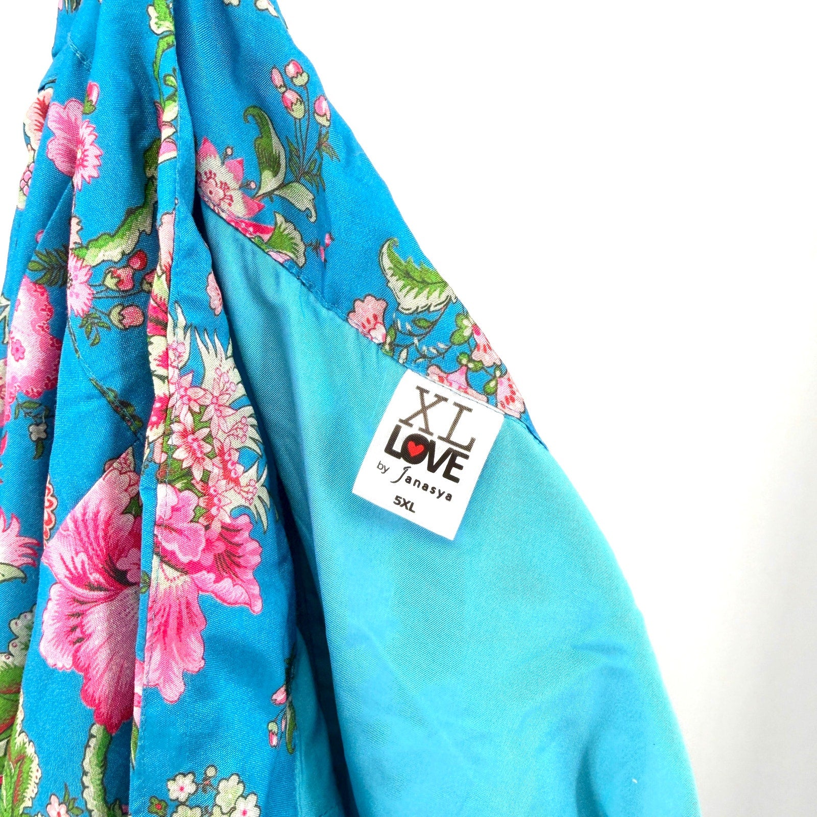XL Love by Janasya Teal Blue Pink Floral Lehenga Maxi Skirt