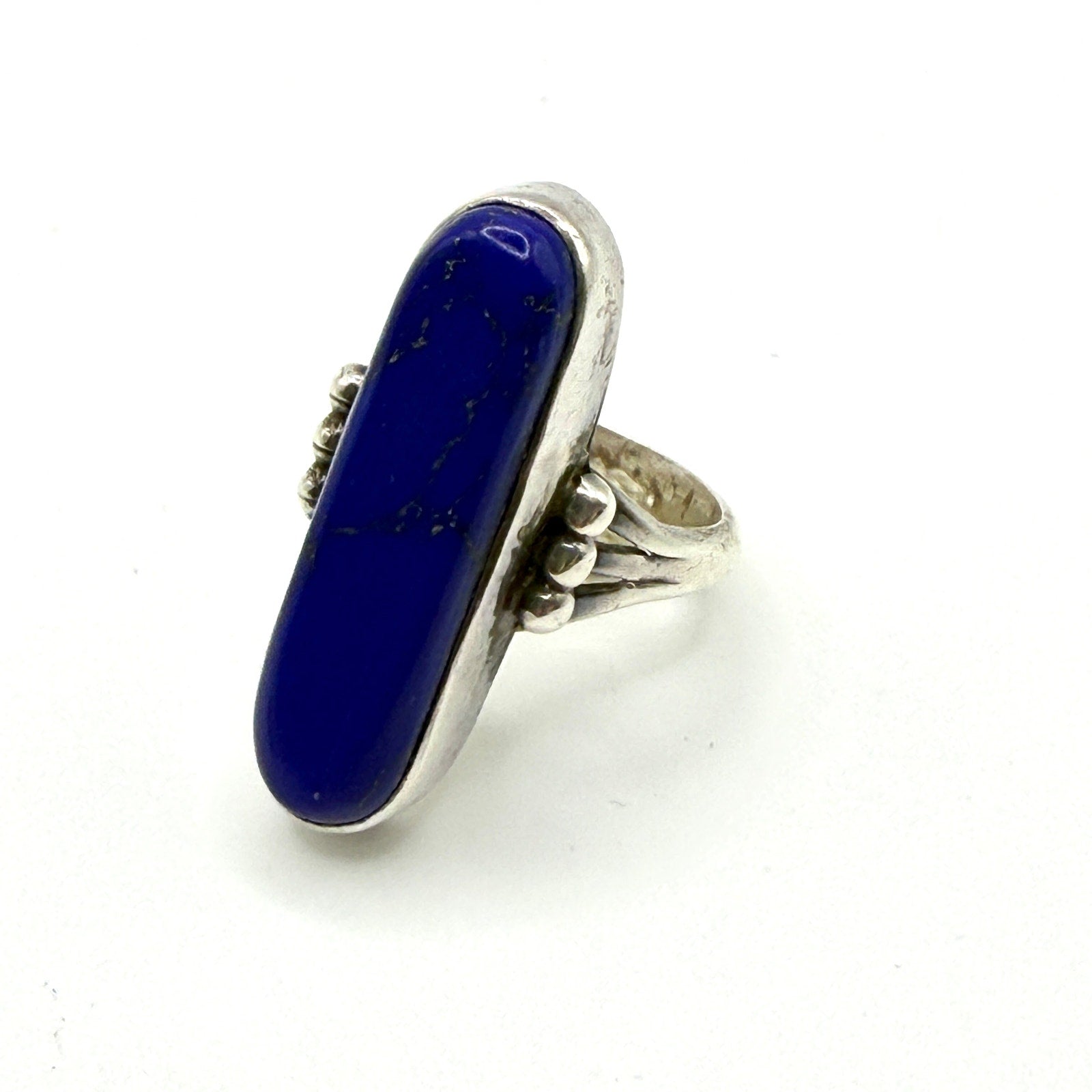 Vintage 90s DMW Sterling Silver Lapis Lazuli Southwestern Split Shank Ring