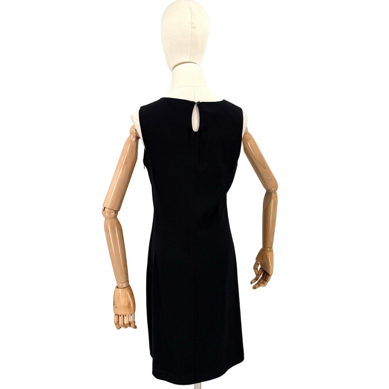 Vintage 90s Esprit Black Sleeveless Keyhole Back Shift Mini Dress
