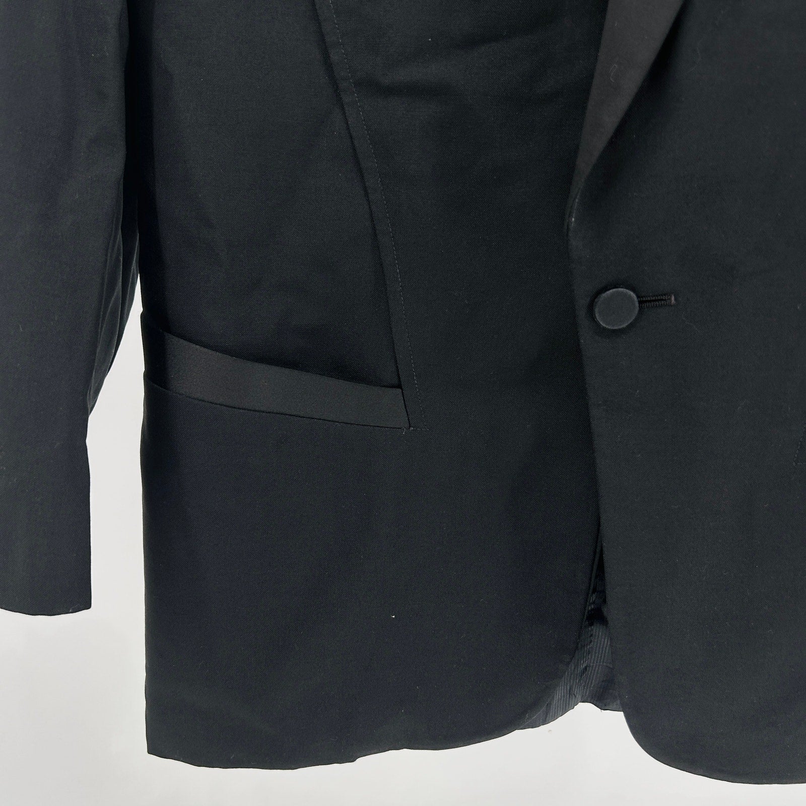 Vintage 80s Pierre Cardin Black Satin Lapel Formal Menswear Tuxedo Jacket